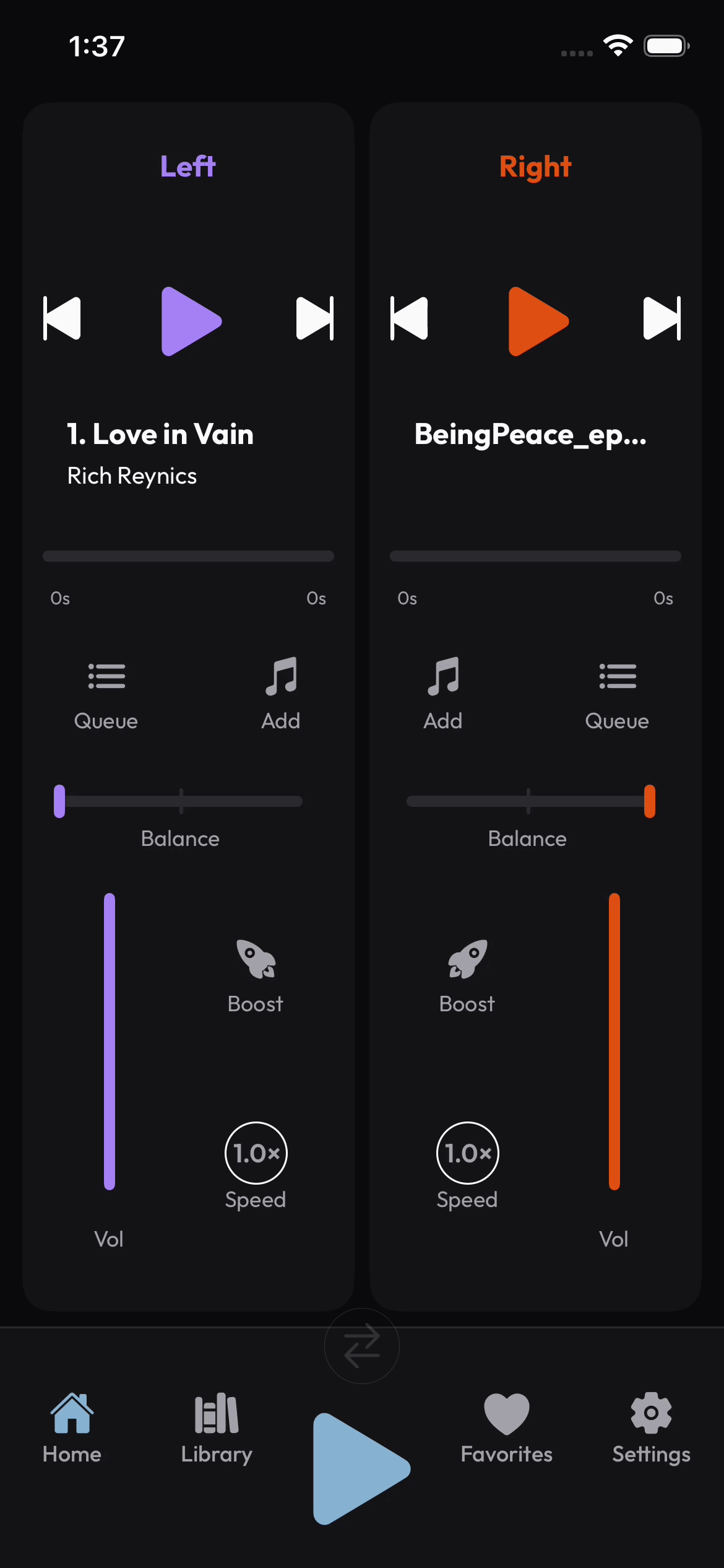 dicotic swapping left and right channels